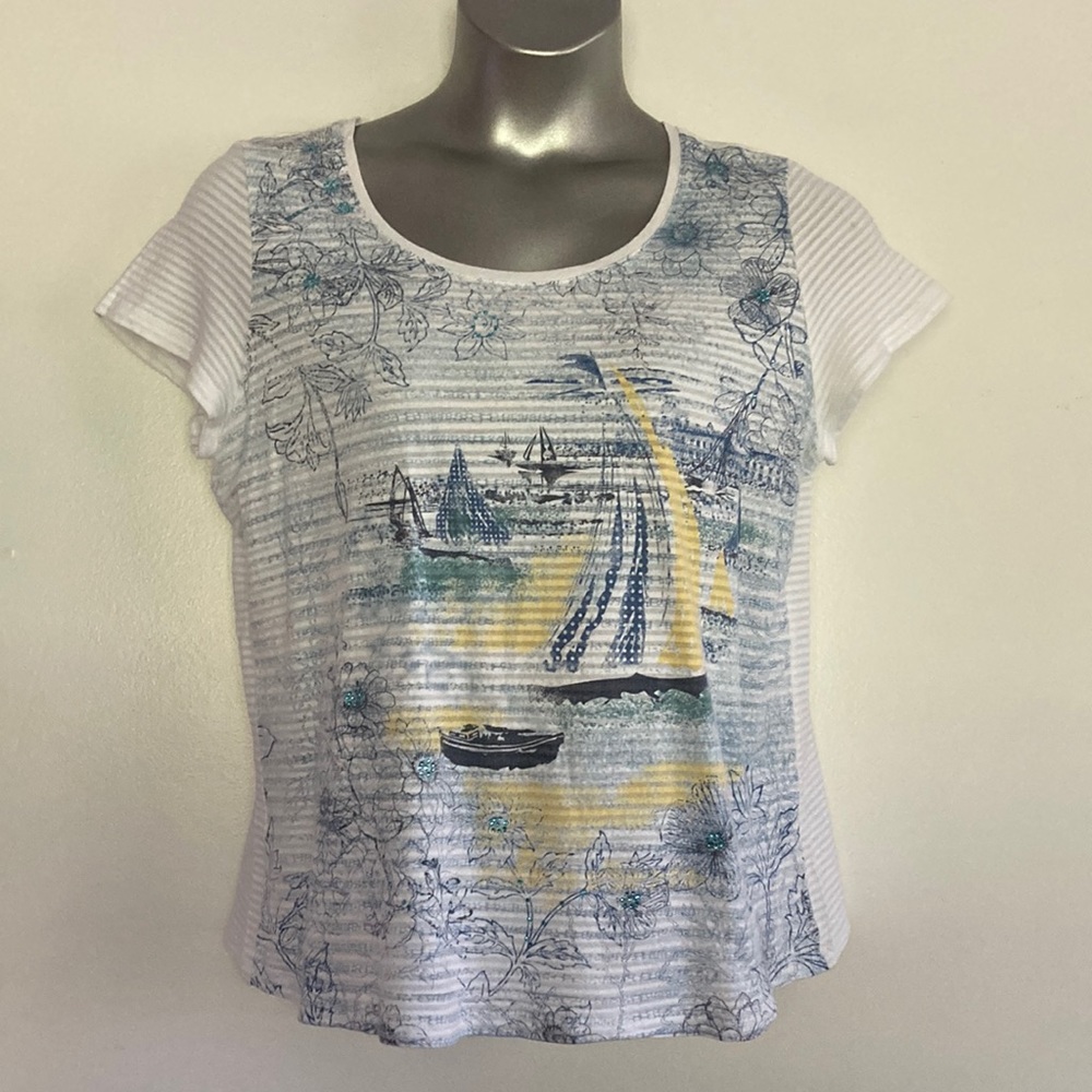 Christopher & Banks Sailboat  Short Sleeve Tee